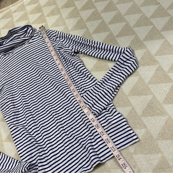 J crew blue cotton striped long sleeve turtleneck top - Picture 2 of 5